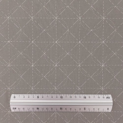 Grey sashiko fabric with lines and half-rounds (110cm)