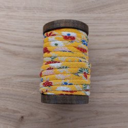 Kimono cord 5mm yellow flowers 7m roll