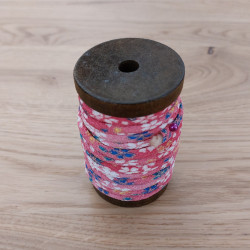 Kimono cord 5mm dark pink flowers 7m roll