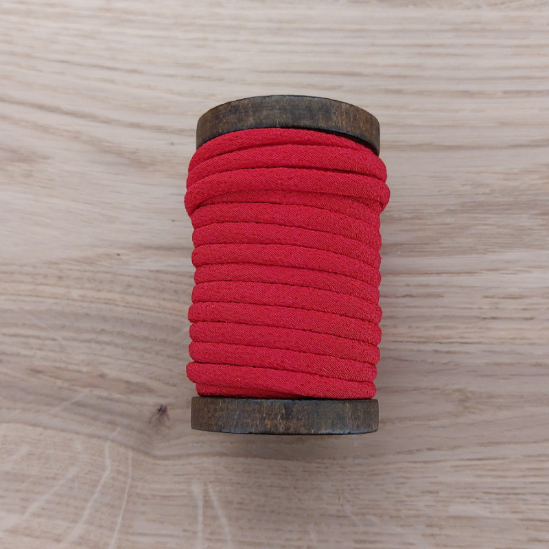 Cordon kimono 5mm rouge vif uni rouleau de 7m