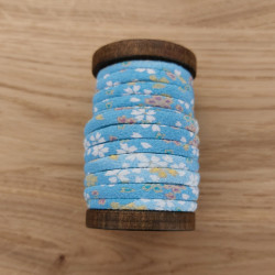 Kimono cord 5mm light blue flowers 7m roll