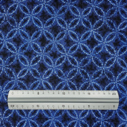 Midnight blue cotton fabric with blue and white shippo patterns shibori style (6m x 109cm)