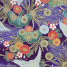 Purple fabric with Japanese cranes and flowers patterns (5m x 110cm)
