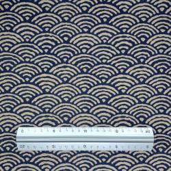 Dark blue semi-plain with large seigaiha patterns cotton fabric (5m x 110cm)