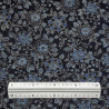 Tissu coton rustique chrysanthèmes bleu nuit (109cm)