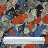 Black cotton fabric with color carps patterns (5m x 108cm)