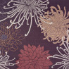 Plum color textured cotton fabric with Japanese chrysanthemum patterns (5m x 110cm)