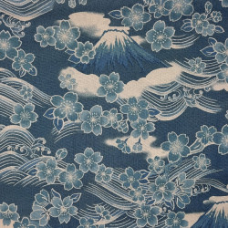 Tissu coton bleu canard et écru Yamato (5m x 110cm)