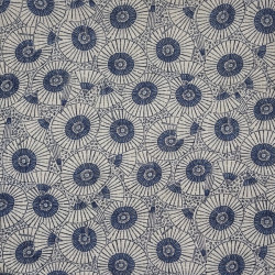 Ecru rustic cotton fabric with umbrella patterns (110cm)