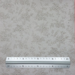 Tissu coton gris beige motifs de roses (6m x 110cm)