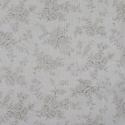 Grey beige cotton fabric with roses patterns (6m x 110cm)