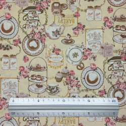 Tea time pale yellow cotton fabric (6m x 112cm)