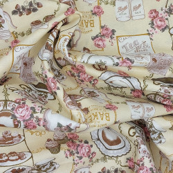 Tea time pale yellow cotton fabric (6m x 112cm)