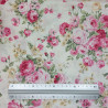 Creme white cotton fabric with roses patterns (5m x 112cm)