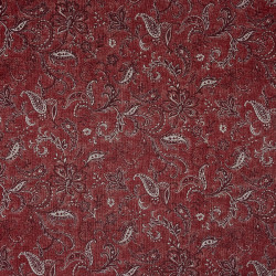 Tissu coton rustique rouge foncé motifs cachemire et fleurs (109cm)