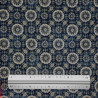 Tissu coton rustique bleu foncé fleurs ethniques (109cm)