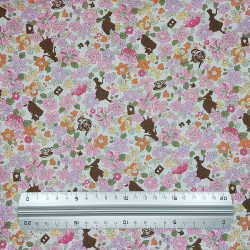 Alice in Wonderland and flowers cotton fabric (5m x 112cm)