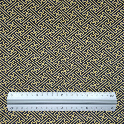 Tissu coton bleu nuit graphique motifs sayagata dorés (110cm)